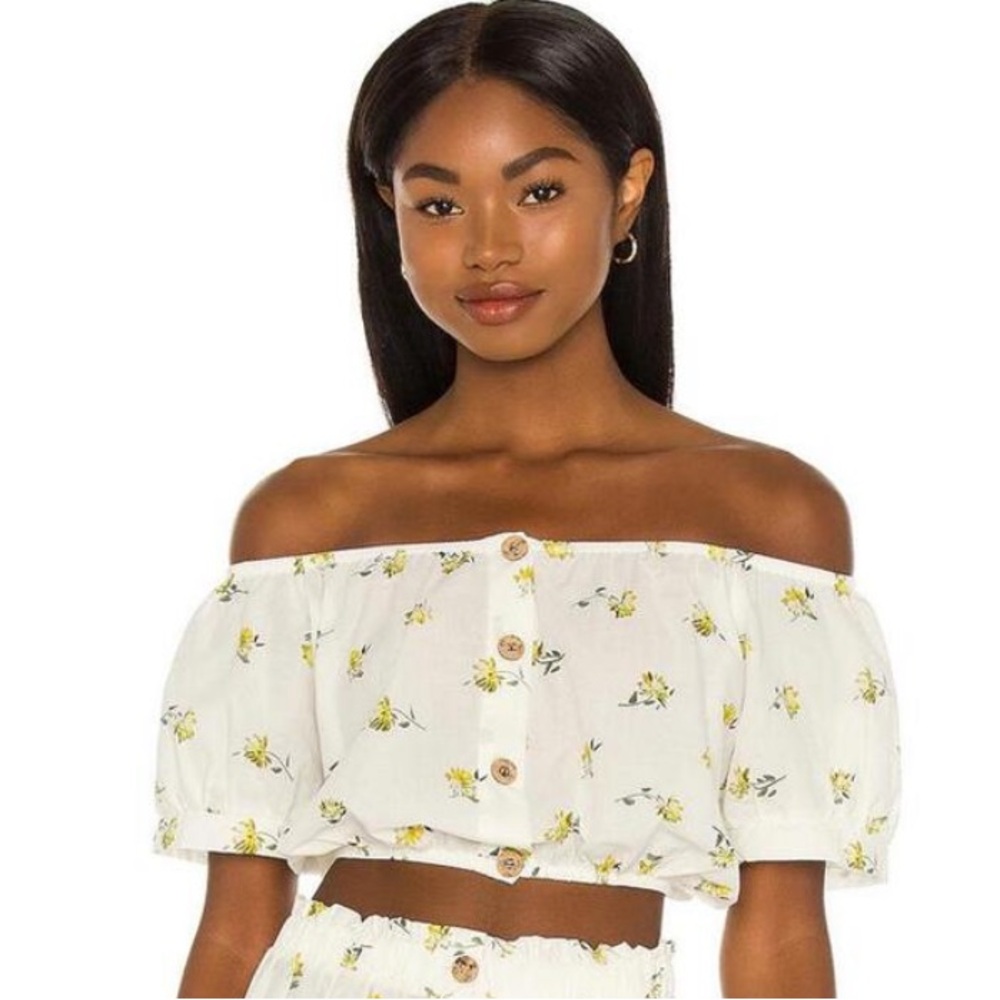 NWT eberjey Harper Nostalgia Garden Blouse in Cloud, size medium